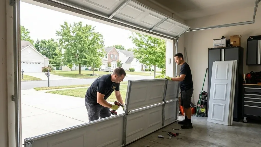 Premium garage door service background in Paterson